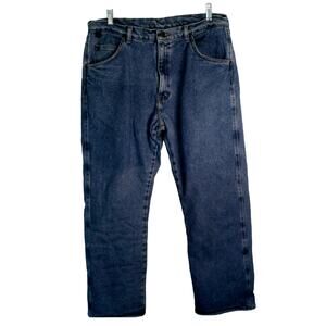 Wrangler Men's Rugged Wear  Straight Blue Jeans Fleece Lined Size 36 X 30